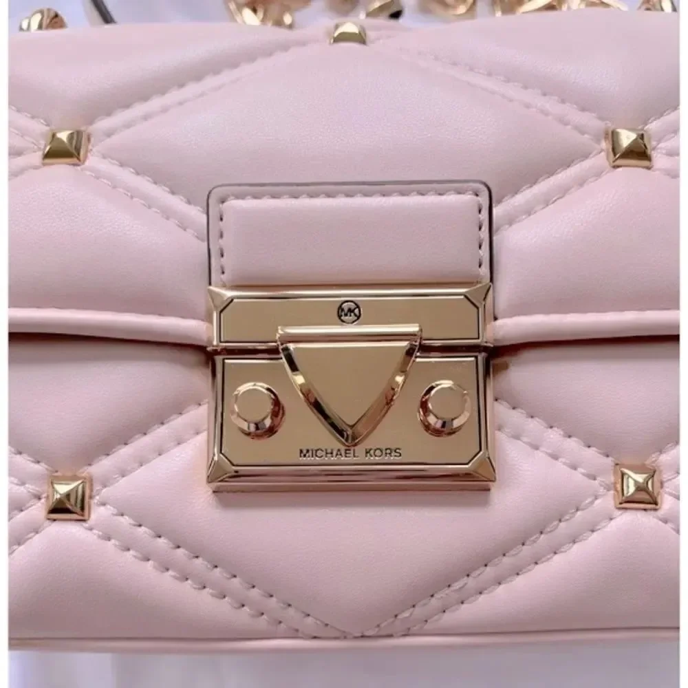 NWT MICHAEL KORS Serena Small Flap Studded Crossbody Bag in Powder Blush